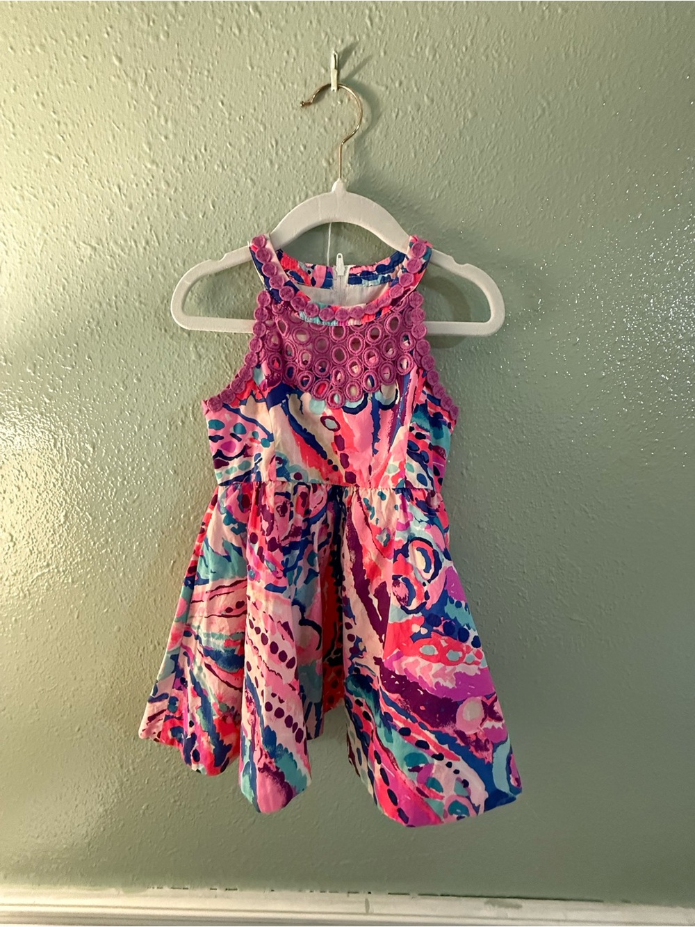 Lilly Pulitzer Pink Multi-Color Crochet Yoke Dress